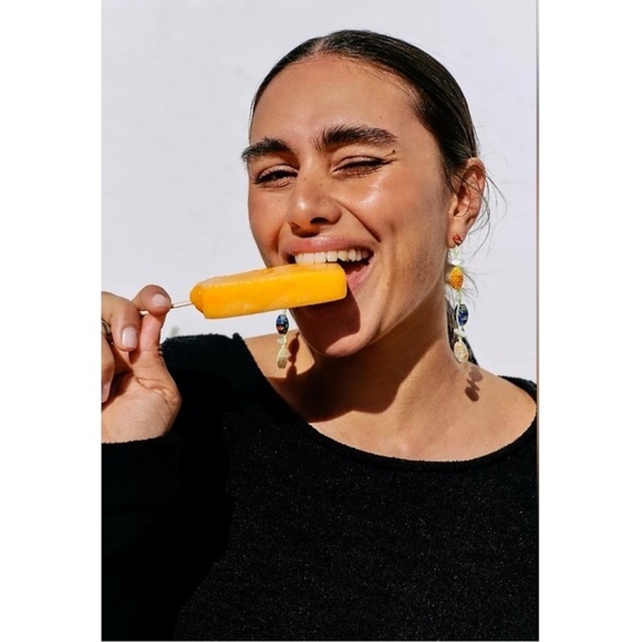 Free People Ariana Ost Voyage Dangle Earrings NWT Glass Crystal Bohemian Hippie - Picture 2 of 11